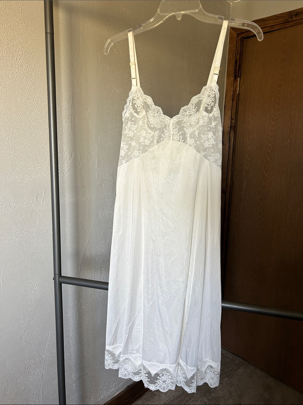 Delicate White Lace-Trim Slip with Adjustable Straps